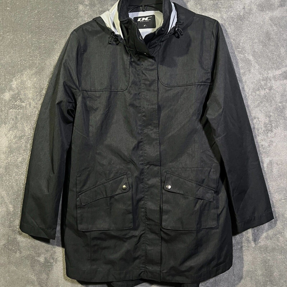 Diamond Candy Black Windbreaker Jacket XL Hooded Jacquard Check Outdoors Pockets